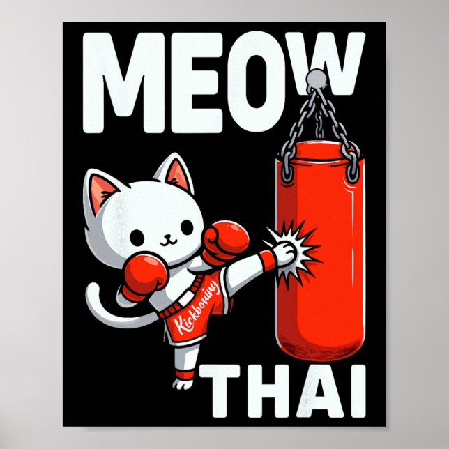 Poster Muay Thai Cat Boxando Artes Marciais Combatendo Es (Frente)