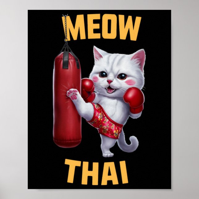 Poster Muay Thai Cat Meow Thai - Tailandês Boxing Para Ju (Frente)
