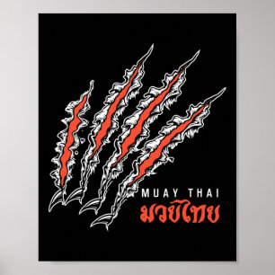 Poster Muay Thai Garra de Tigre Mma Luta de Rua Kickboxin