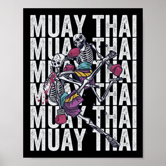Poster Muay Thai Kickboxing, Esqueletos Muay Thai, Muay T (Frente)