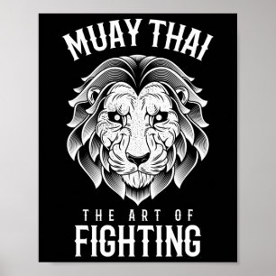 Poster Muay Thai Leão Boxe Tailandês e Mma