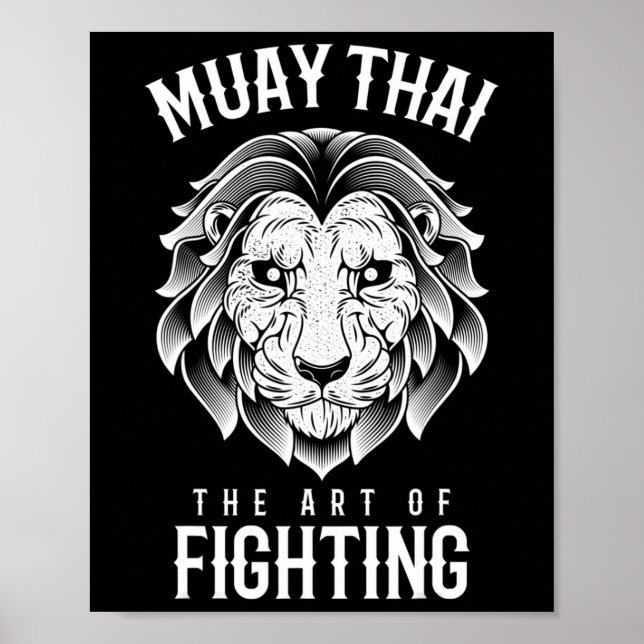 Poster Muay Thai Leão Boxe Tailandês e Mma (Frente)