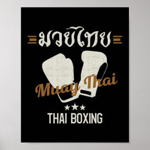 Poster Muay Thai Martial Arts Tailandês Boxando treinador