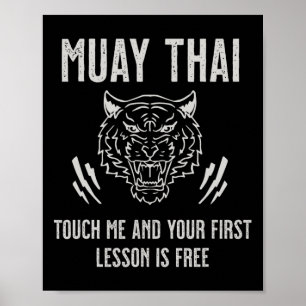 Poster Muay Thai Me Toque E Sua Primeira Lição É Livre