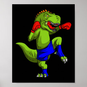 Poster Muay Thai Mma Fighter T-rex Mixing Arte Marcial Co