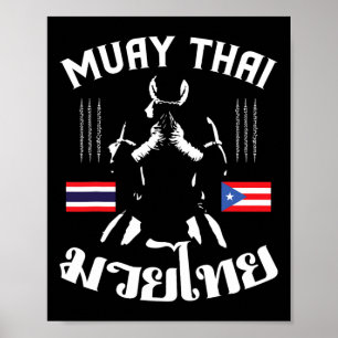 Poster Muay Thai Porto Rico Bandeira Artes Marciais Taila