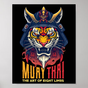 Poster Muay Thai Samurai Tiger Thai Boxic Gráfico