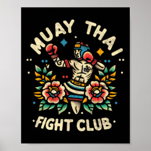 Poster Muay Thai Tailândia Kickboxing Mma Lutador Tradici