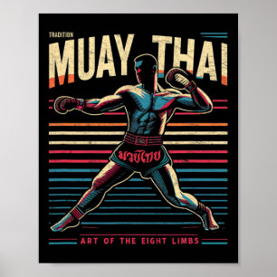 Poster Muay Thai Tailândia Kickboxing Mma Lutador Vintage