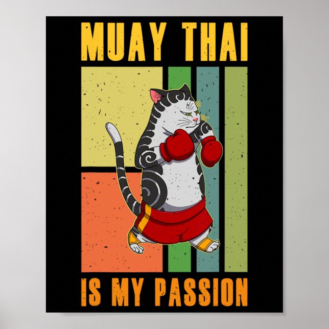 Poster Muay Thai Thailand Fist Ring Knee Fighter Techniqu (Frente)