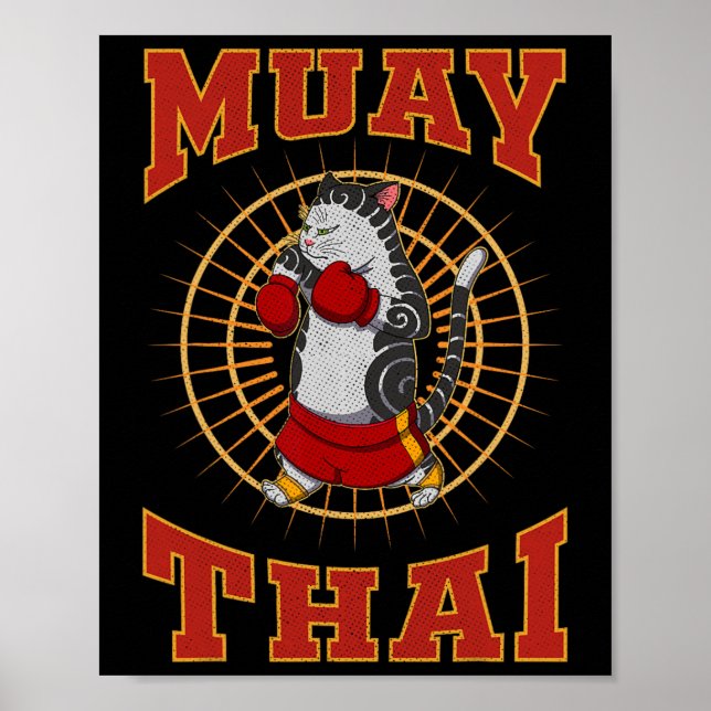 Poster Muay Thai Thailand Fist Ring Knee Fighter Techniqu (Frente)