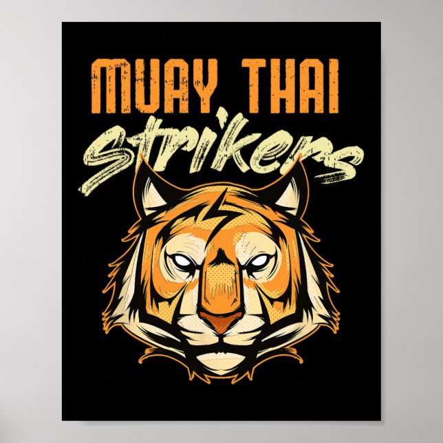 Poster Muay Thai Tiger Tailandês Boxing Tailândia Kickbox (Frente)