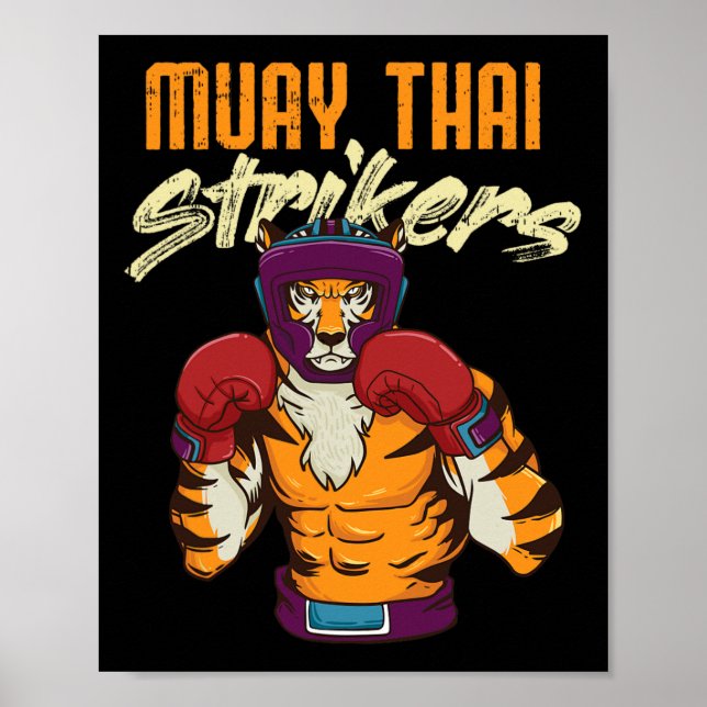 Poster Muay Thai Tiger Tailandês Boxing Tailândia Kickbox (Frente)
