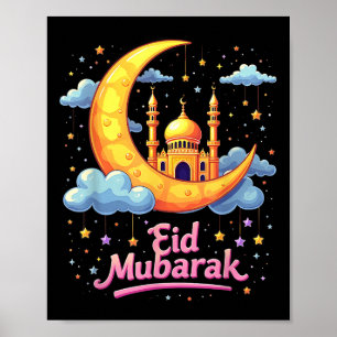 Poster Mubarak Kareem Eid Alfitr Happy Ramadan Karim 2025