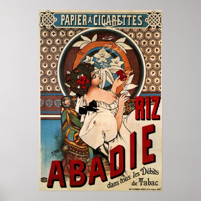Poster Mucha - Abadie Cigarettes Rolling Paper 1898 (Frente)