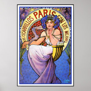 Poster Mucha Art Nouveau Poster: Los Cigarrillos Paris