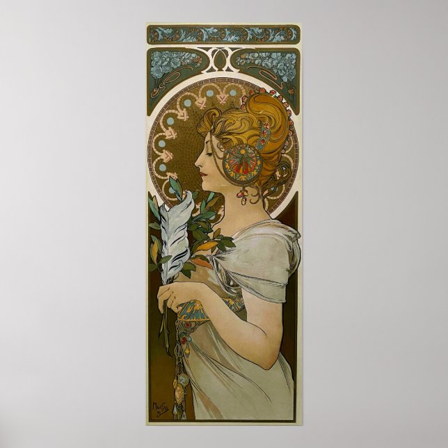 Poster Mucha - Arte Nova Pluma (Frente)