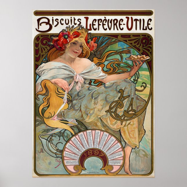Poster Mucha - Biscoitos de Esquerda 1896 (Frente)