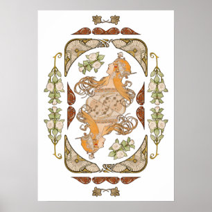 Poster Mucha - design zodiac e compilação de padrões