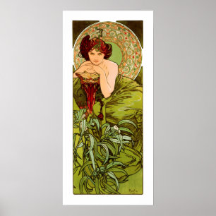 Poster Mucha - esmeralda - pedras preciosas da série "