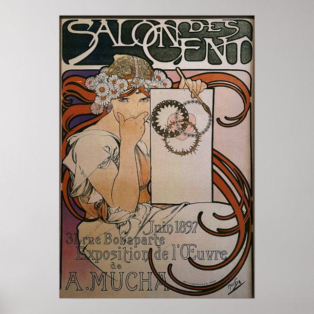 Poster Mucha - Exposição Salon Des 1897 (Frente)