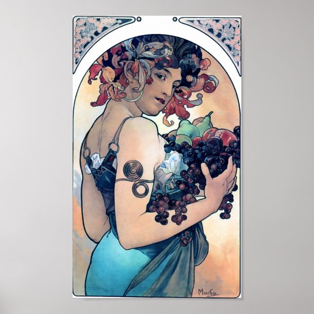 Poster Mucha Graphics Art Deco Vintage Mulher (Frente)