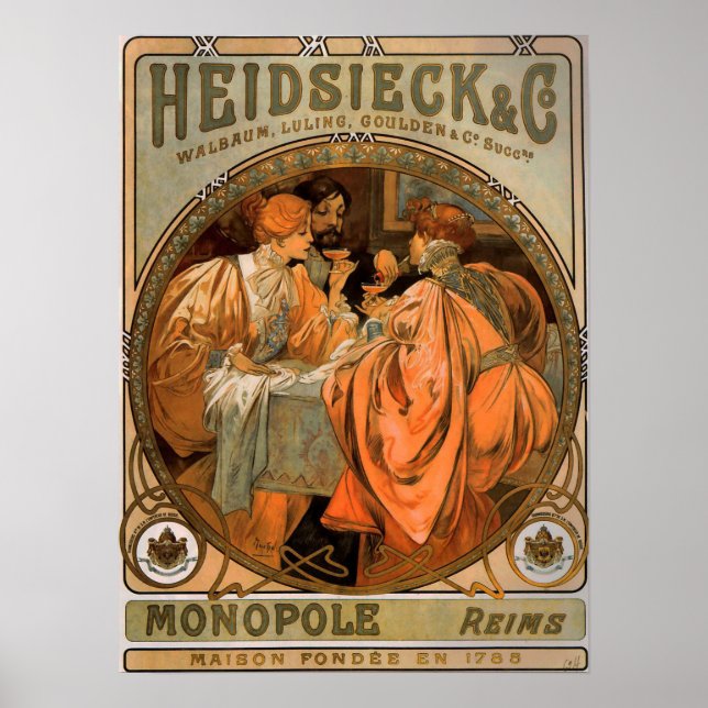 Poster Mucha - Heidsieck And Co 1901 (Frente)
