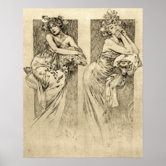 Poster Mucha - Ilustrações Mulheres 1901