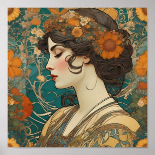 Poster Mucha,Motifs Floral,Arte Publicitária,Checoslováqu
