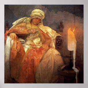 Poster Mucha - Mulher Com Vela Queimada