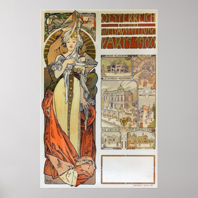 Poster Mucha - Pavilhão Austríaco Paris 1900 (Frente)