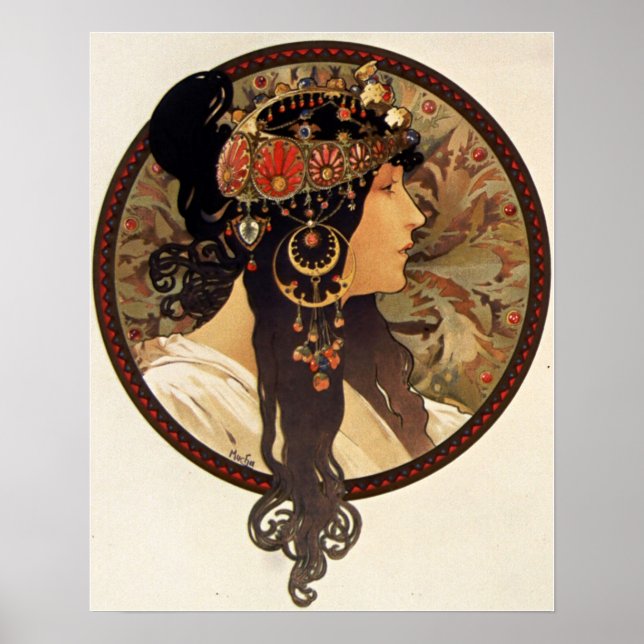 Poster Mucha - Tete Bizantine Brune (Frente)