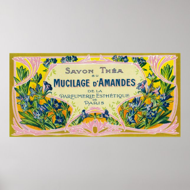 Póster Mucilage D' Amandes Soap LabelParis, França (Frente)