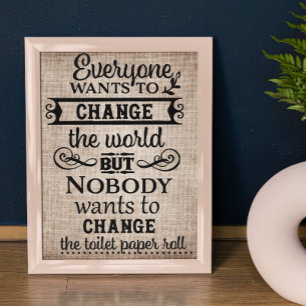 Poster Mudança de linho do olhar de Tan o banheiro do