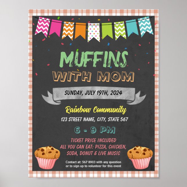 Poster Muffins com modelo de evento da mãe (Frente)
