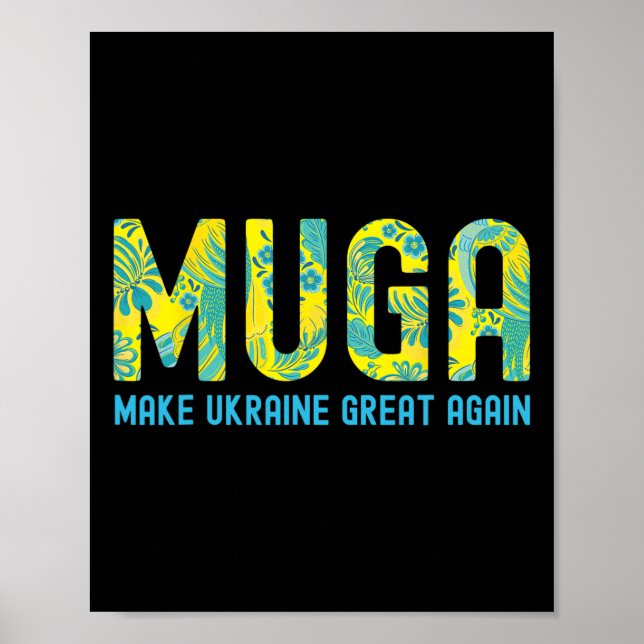 Poster Muga Make Ukraine Great Again Support Funny Saying (Frente)