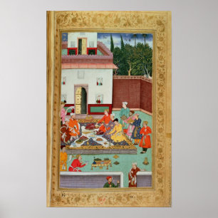Póster Mughal Emperor Feasting in a Courtyard