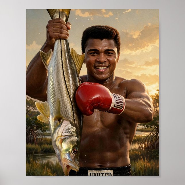 Poster Muhammad Ali Socando um Snook — Arte de Boxe (Frente)