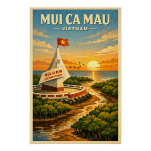 Póster Mui Ca Mau, Vietnã, em um clássico retrô