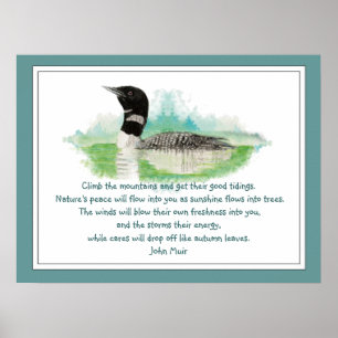 Póster Muir Nature Cote, Watercolor Loon Wilderness