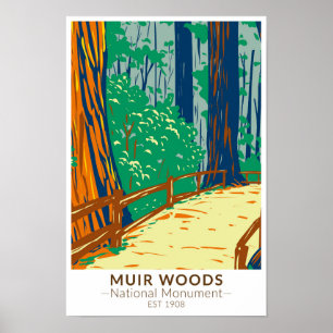 Poster Muir Woods Monumento Nacional Califórnia Vintage