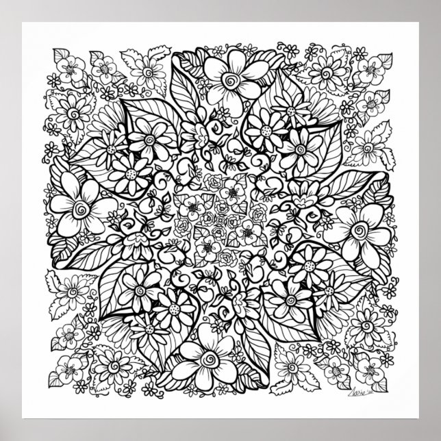 Poster Muitas Flores para Colorir (Frente)