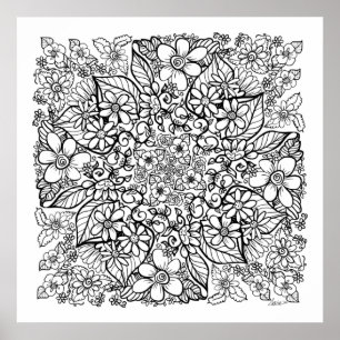 Poster Muitas flores que você cor