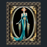 Póster Muito Elegante Art Deco Lady.<br><div class="desc">Esta poster que criei com IA, exceto pela Moldura que fiz a partir dos estilos de arte deco. Eu adoro o que aconteceu. Esta Dama de Arte Deco é muito elegante em seu vestido e eu adoro a forma como ela é enquadrada. Isso faria um excelente adicional à sua casa...</div>