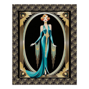 Póster Muito Elegante Art Deco Lady.
