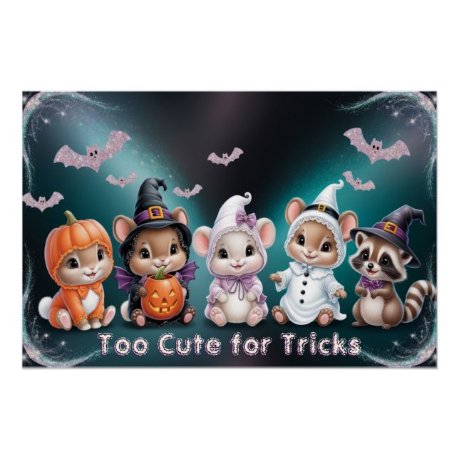 Póster Muito Fofo Para Truques Animais de Halloween Morce (Frente)