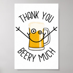 Poster Muito Obrigado Cerveja - Rosto Engraçado