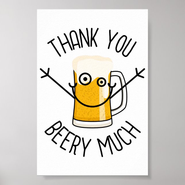 Poster Muito Obrigado Cerveja - Rosto Engraçado (Frente)
