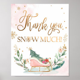 Poster Muito Obrigado Sinal De Neve Sleigh Girl Aniversár