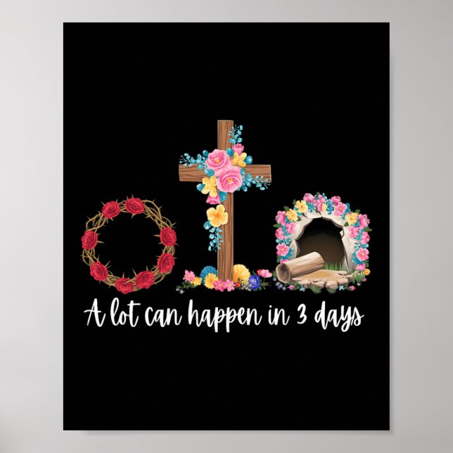 Poster Muito Pode Acontecer Em 3 Dias Floral Páscoa Crist (Frente)